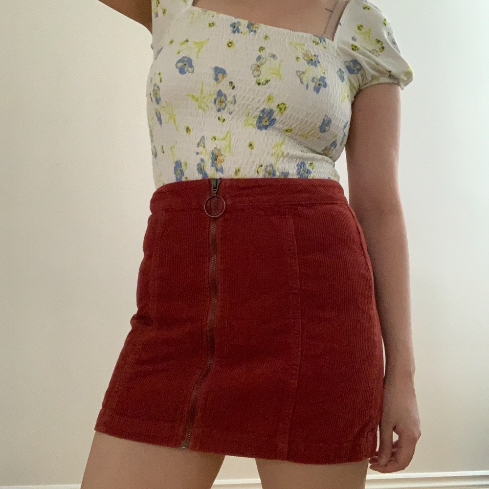 Forever21 Pumpkin Colored Rust Corduroy Miniskirt